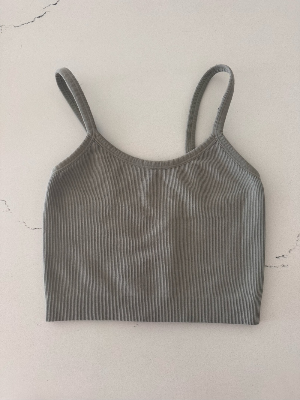 SET Active Grey Ribbed Top Green